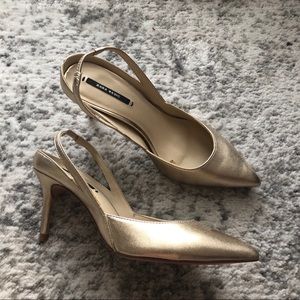 Zara basic gold sling back pumps